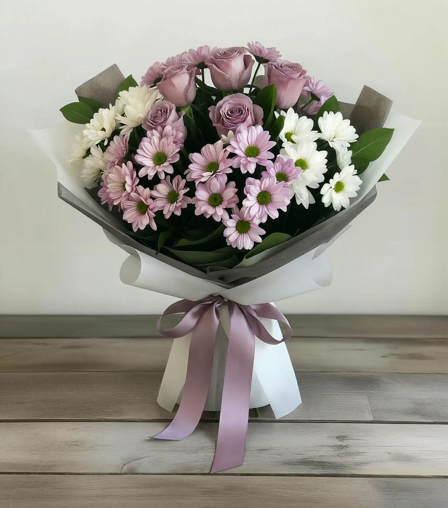 Букет цветов из: Хризантемы и Розы в Павлищево