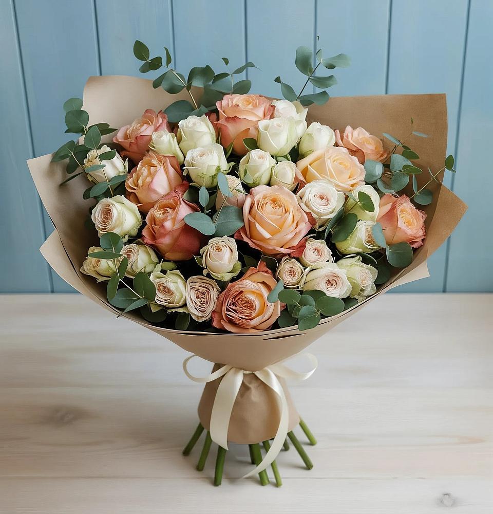 Букет цветов из: Альстромерии и Розы в Павлищево