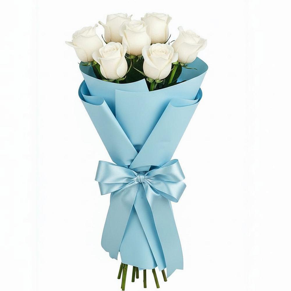 Букет 7 белых роз Проуд в Павлищево