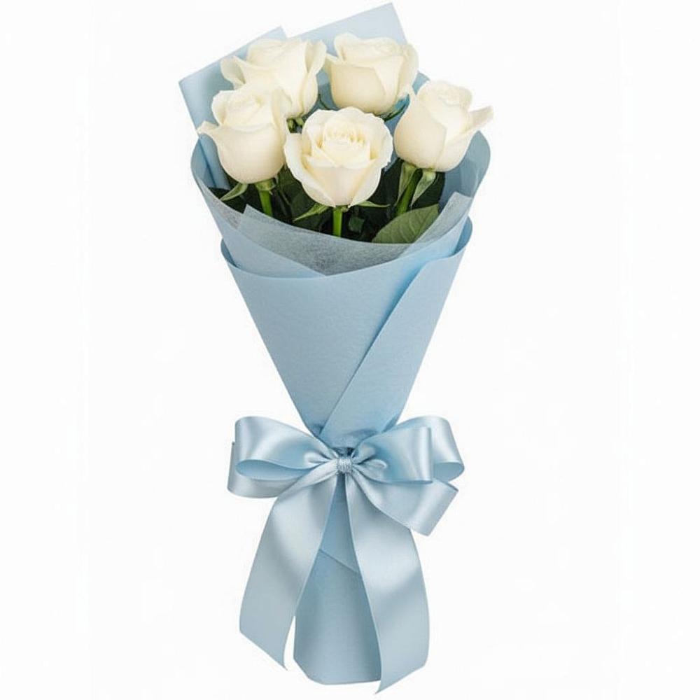 Букет 5 Белых роз Проуд в Павлищево