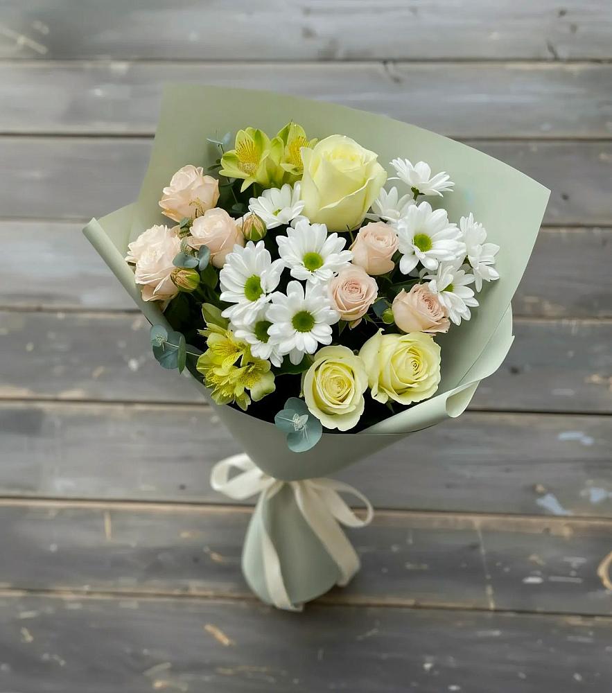 Букет цветов из: Альстромерии, Розы и Хризантемы в Павлищево