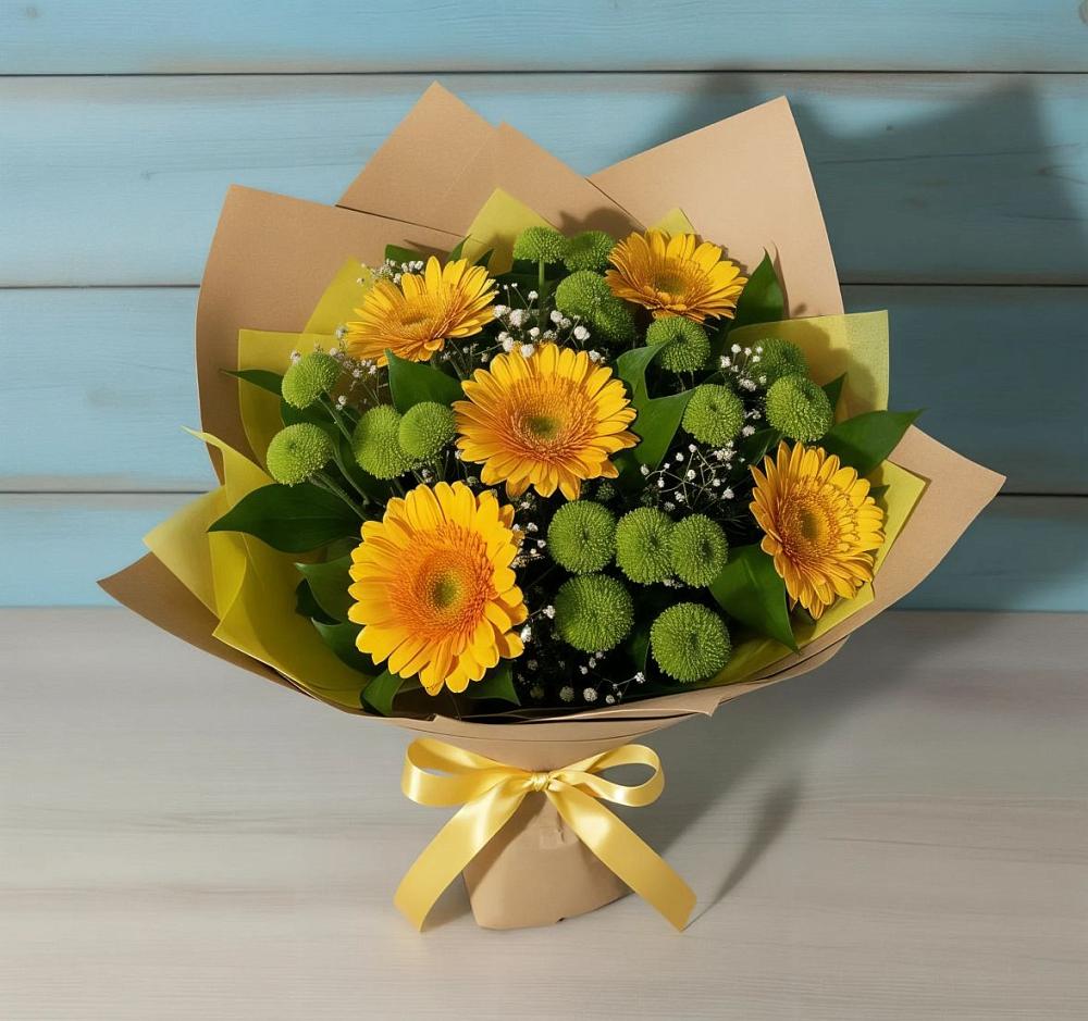 Букет цветов из: Герберы и Хризантемы в Павлищево
