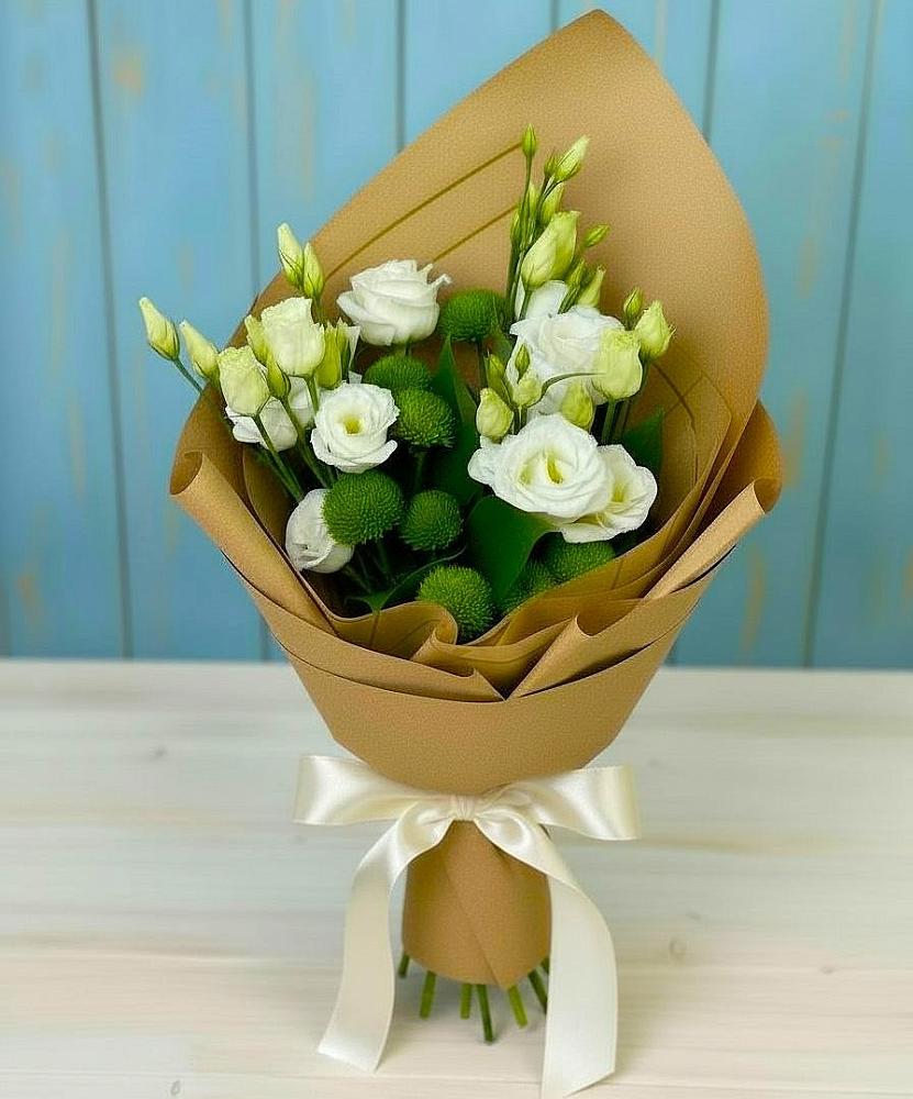 Букет цветов из: Хризантемы и Лизиантусы в Павлищево