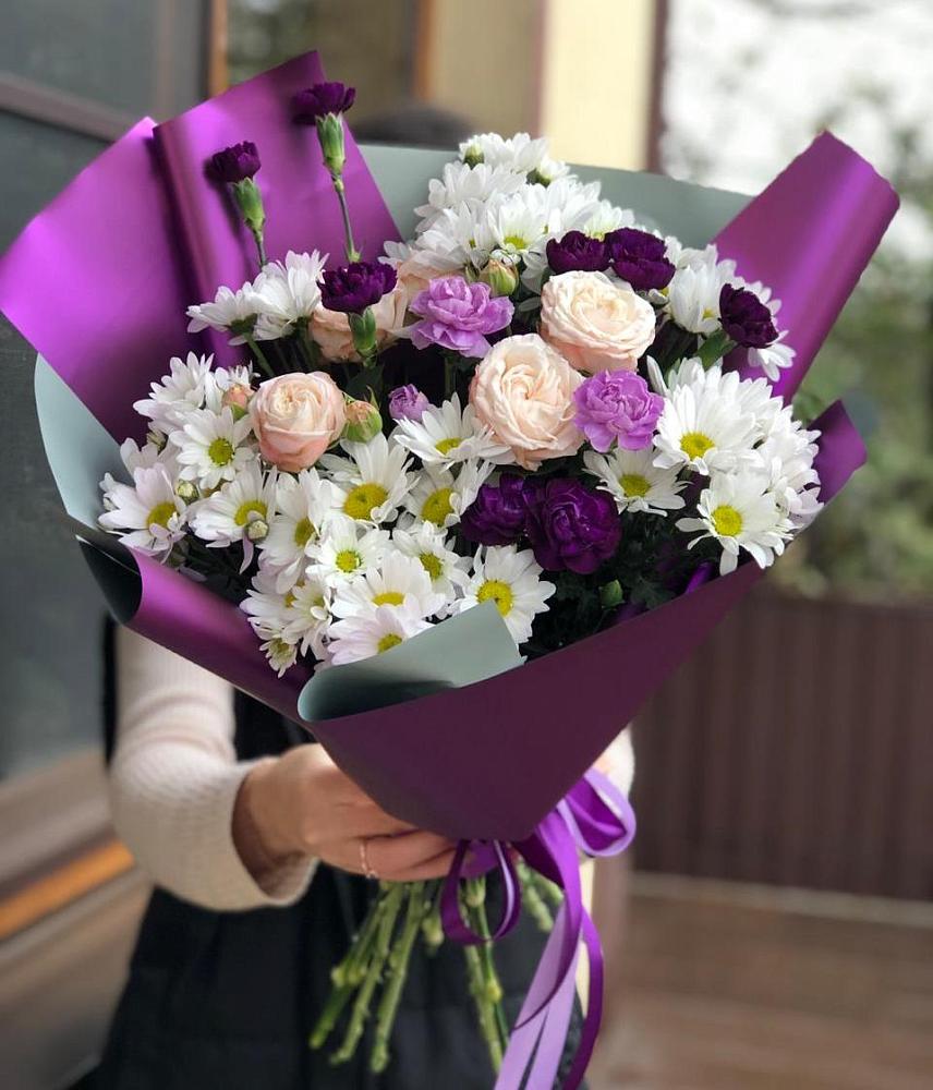 Букет цветов из: Хризантемы, Гвоздики и Розы в Павлищево