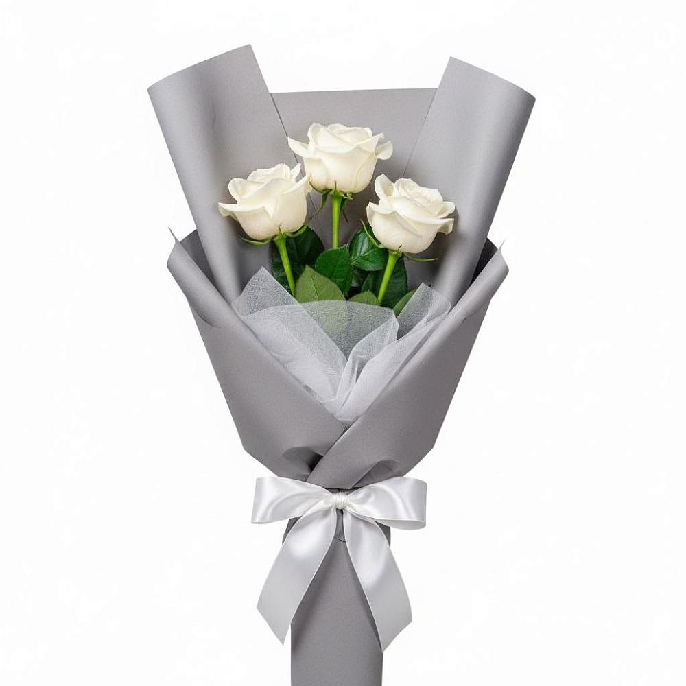 Букет 3 белые розы в Павлищево