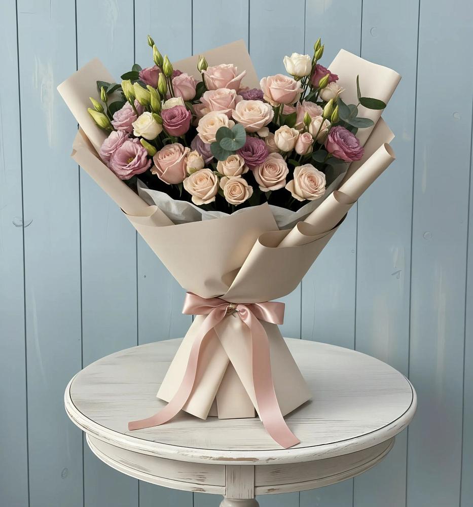 Букет цветов из: Розы и Лизиантусы в Павлищево