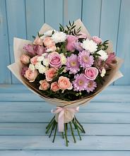 Букет цветов из:  Хризантемы, Розы и Альстромерии в Павлищево
