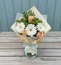 Букет цветов из:  Герберы, Розы и Хризантемы в Павлищево