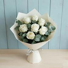 Букет Белые розы в Эвкалипте в Павлищево